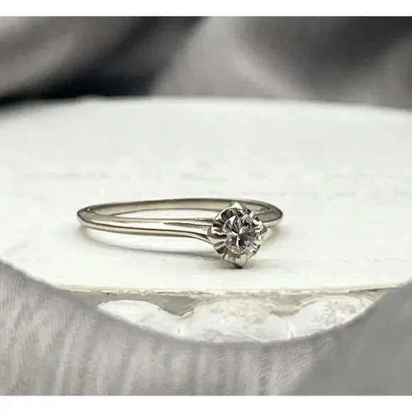 14 White Gold Diamond Engagement Ring Size 6.5 - Picture 2 of 7